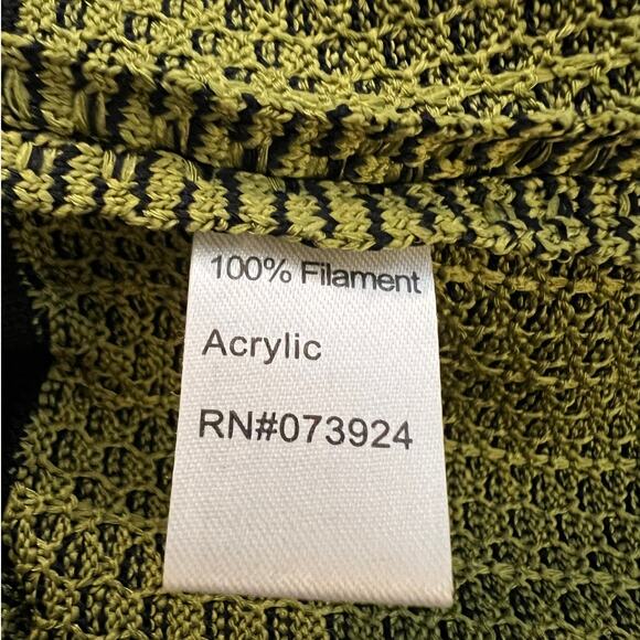 Ming Wang Knit Textured Open Sweater Jacket in Green w/ Black Trim Size XS - Picture 5 of 8